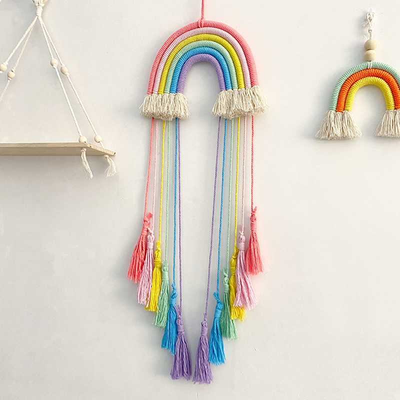 Cotton Rope Woven Rainbow Hang - Macrame Wall Hanging ulasan dan harga
