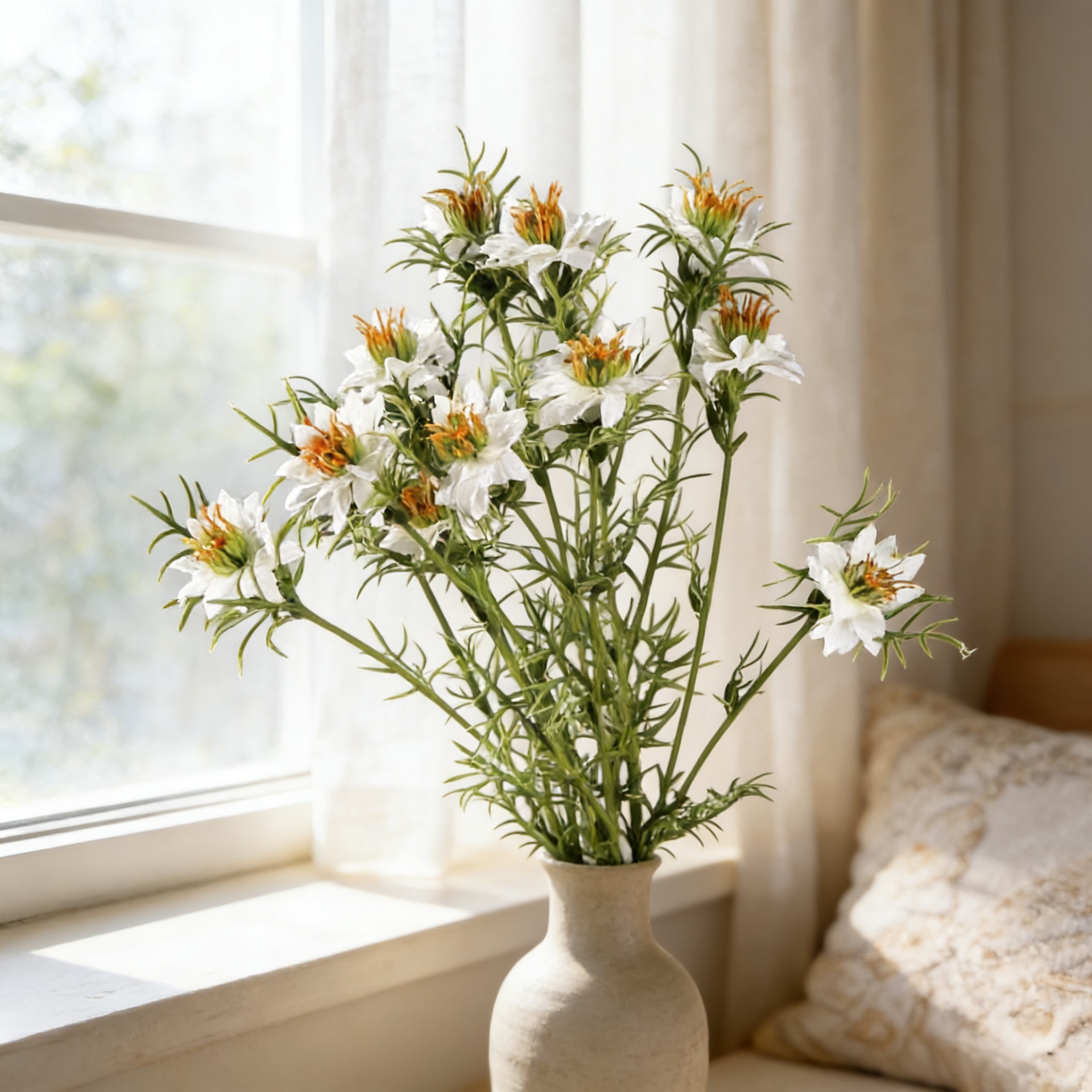 27 Inch Faux Nigella Daisy Flo - Home Decor Daisy ulasan dan harga