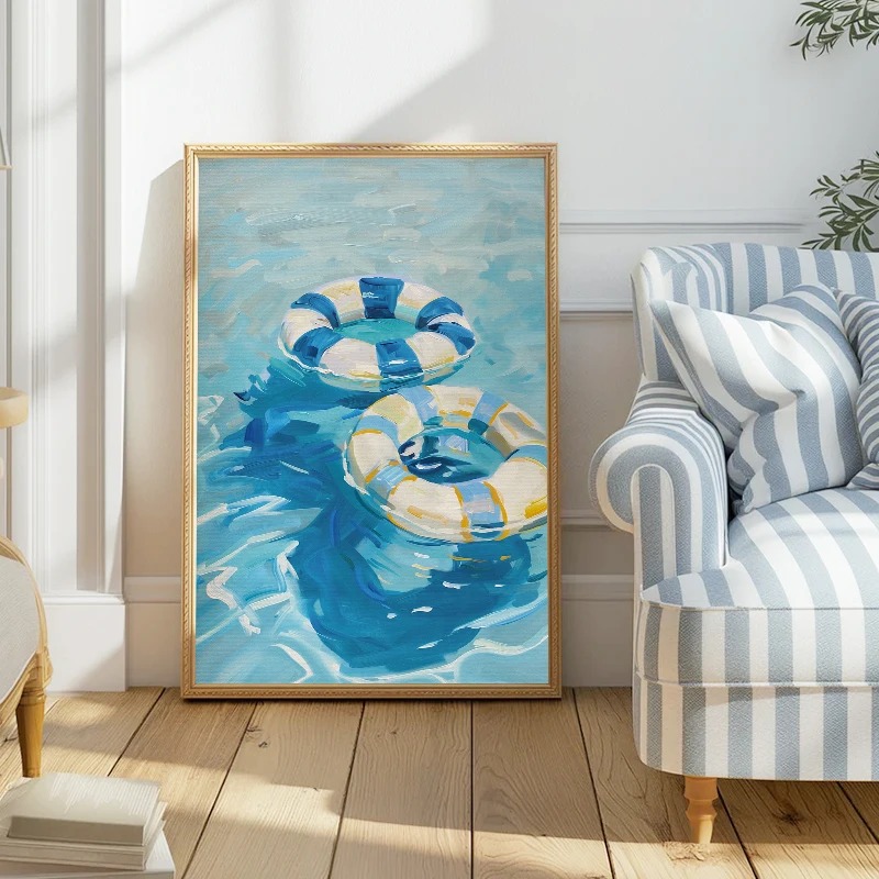 Blue Coastal Beach Sailboat Hy - Home Decor Interior ulasan dan harga