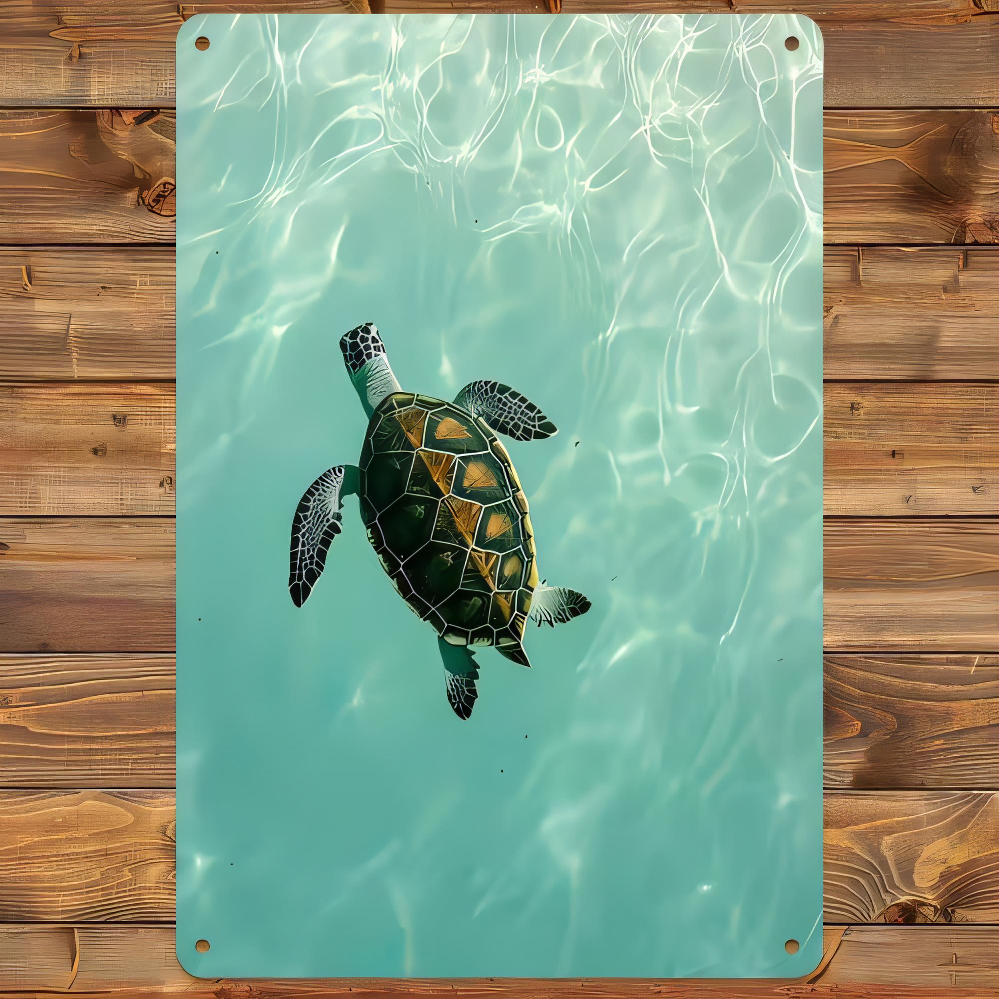 Tin Sign Sea Turtle Underwater - Home Decor Nautical ulasan dan harga