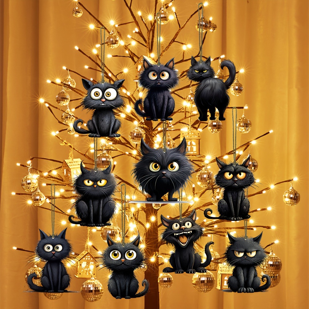 Handmade Black Cat Emoji Woode - Home Decor Emoji ulasan dan harga