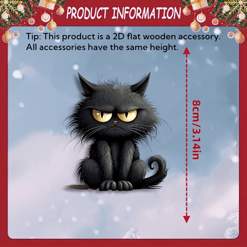 Handmade Black Cat Emoji Woode - Home Decor Emoji ulasan dan harga