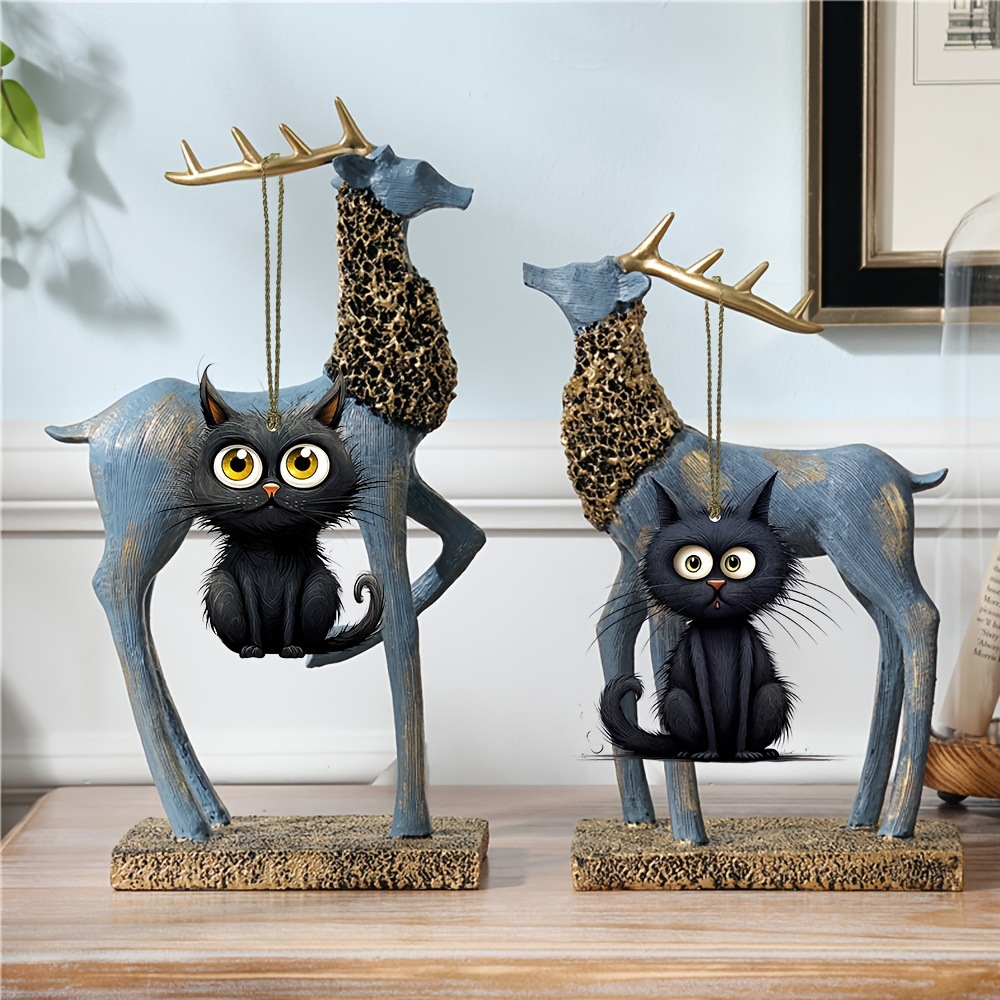 Handmade Black Cat Emoji Woode - Home Decor Emoji ulasan dan harga