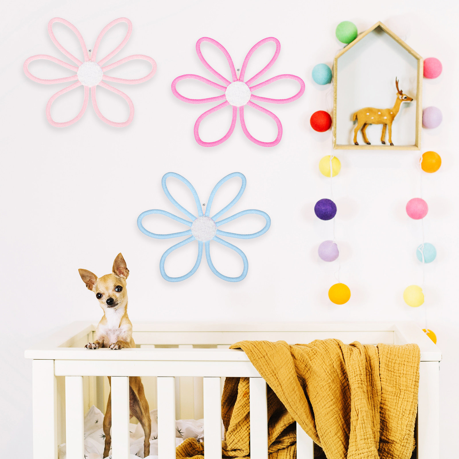 3Pcs Cotton Rope Flower Wall D - Macrame Wall Hanging ulasan dan harga