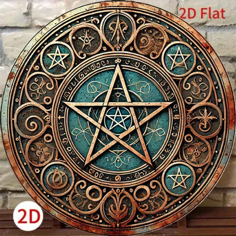 Vintage Wiccan Pentagram Metal - Home Decor Gothic ulasan dan harga