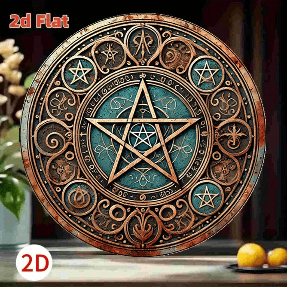 Vintage Wiccan Pentagram Metal - Home Decor Gothic ulasan dan harga