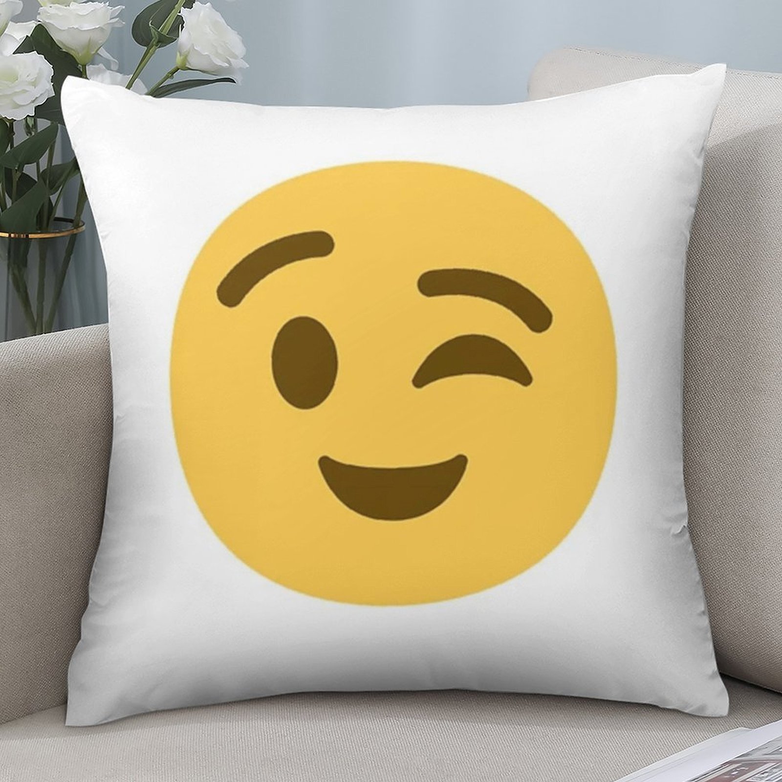 Cute Winking Emoji Pillowcase, - Home Decor Emoji ulasan dan harga