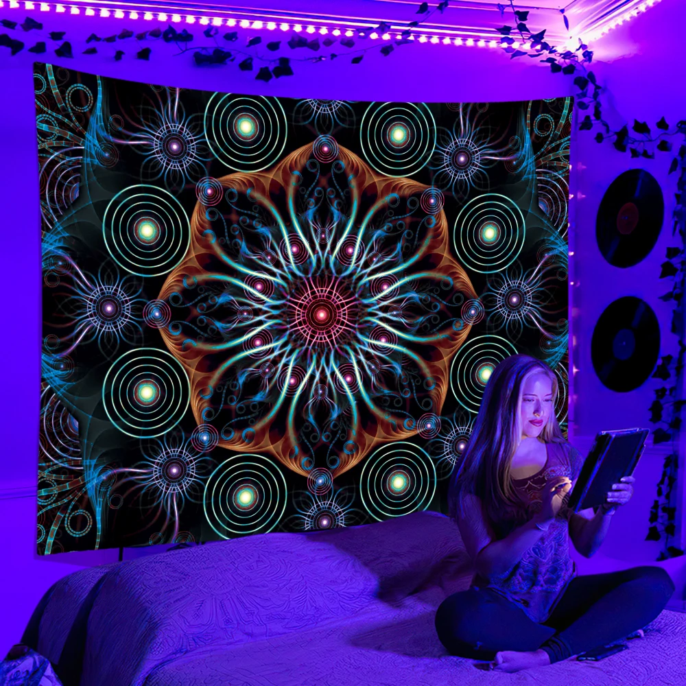 Black Light Tapestry UV Reacti - Home Decor Hippie ulasan dan harga