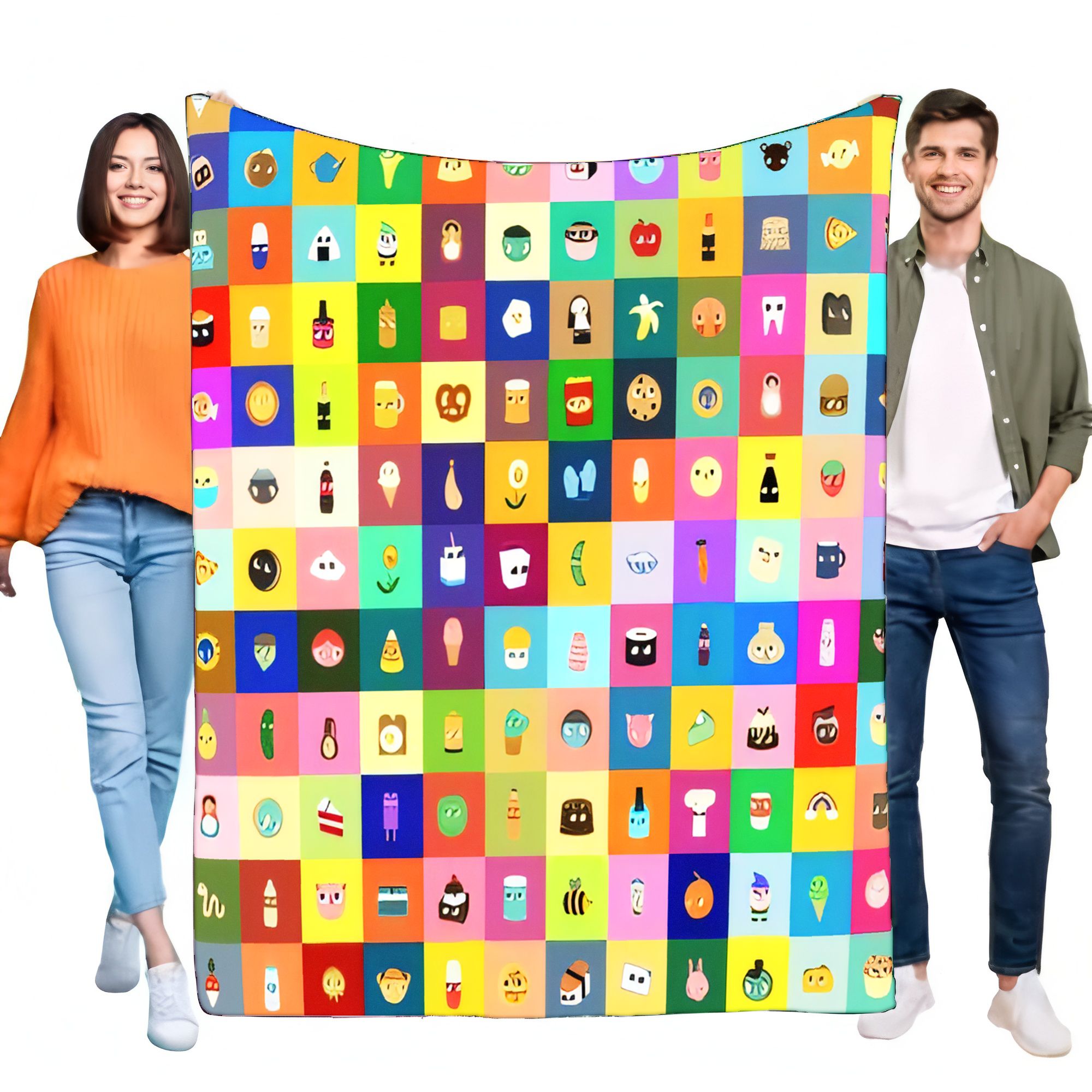 Vibrant Cartoon Icon Grid Blan - Home Decor Emoji ulasan dan harga