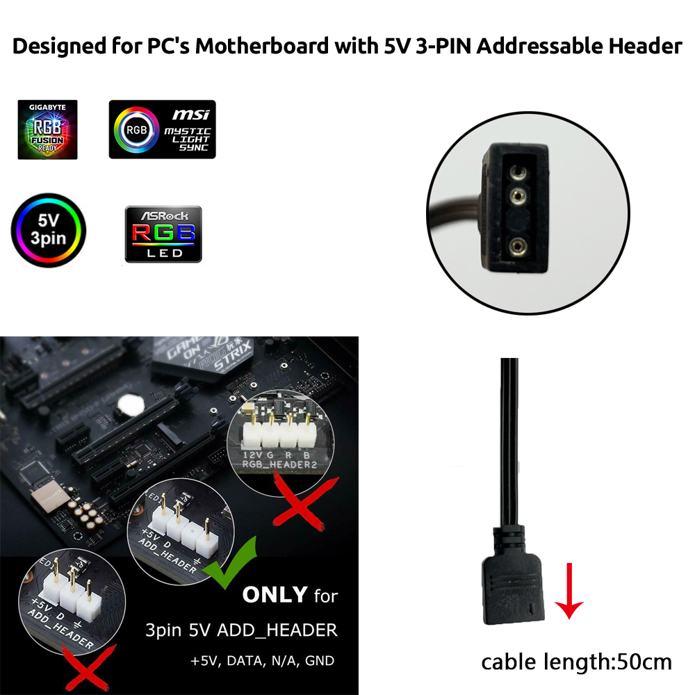 5V ARGB 3Pin Header for Asus A - Led Strip Lights ulasan dan harga
