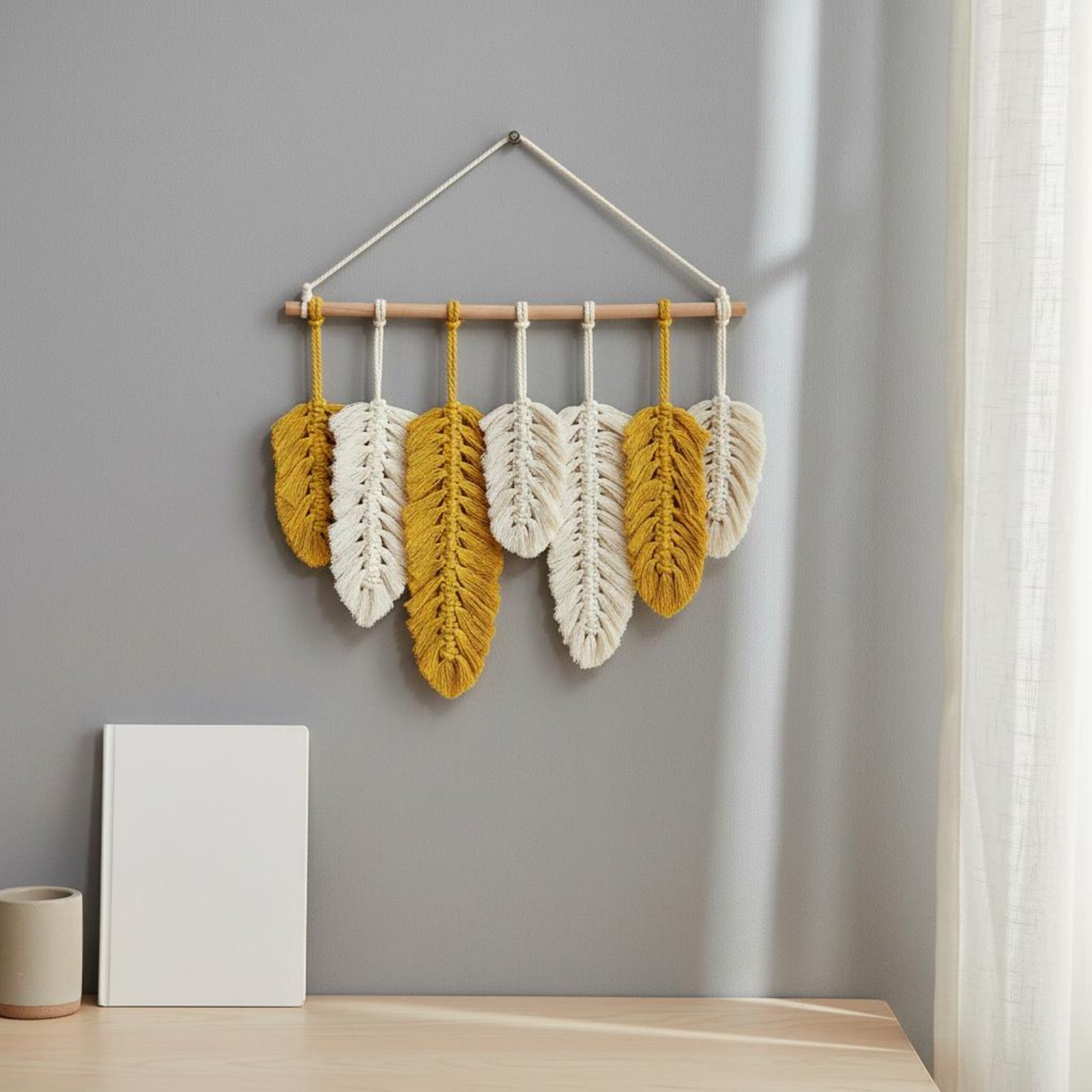 Macrame Feather Wall Hanging H - Macrame Wall Hanging ulasan dan harga