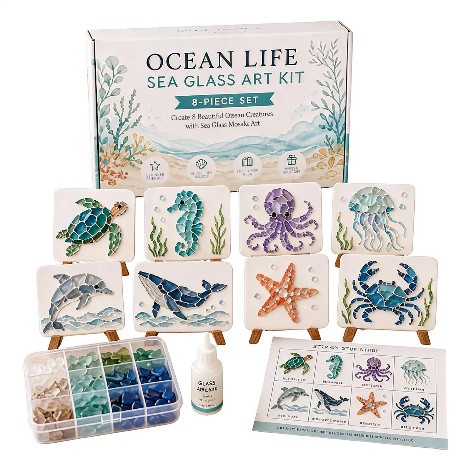 1pc Ocean Life Sea Glass Mosai - Home Decor Nautical ulasan dan harga