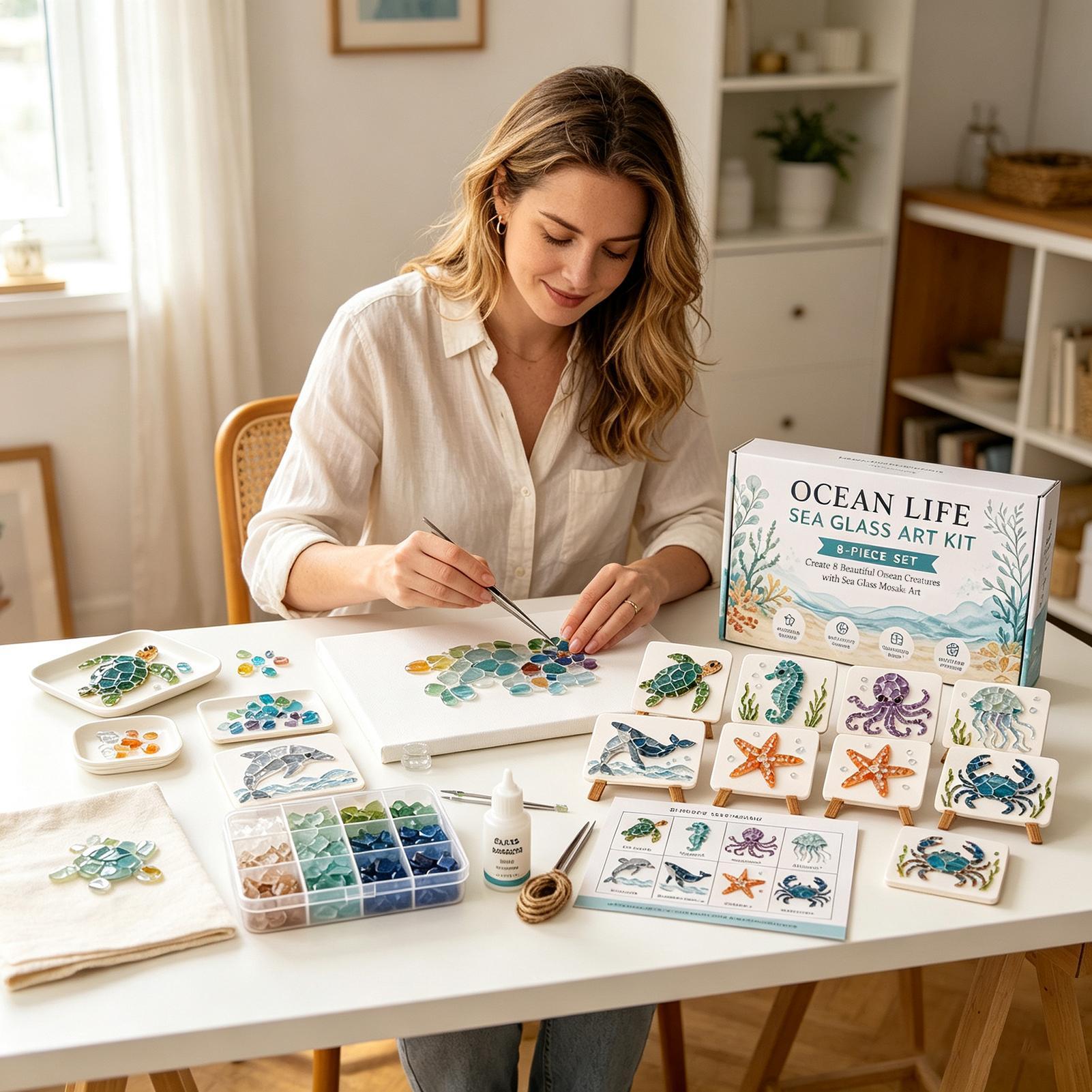 1pc Ocean Life Sea Glass Mosai - Home Decor Nautical ulasan dan harga