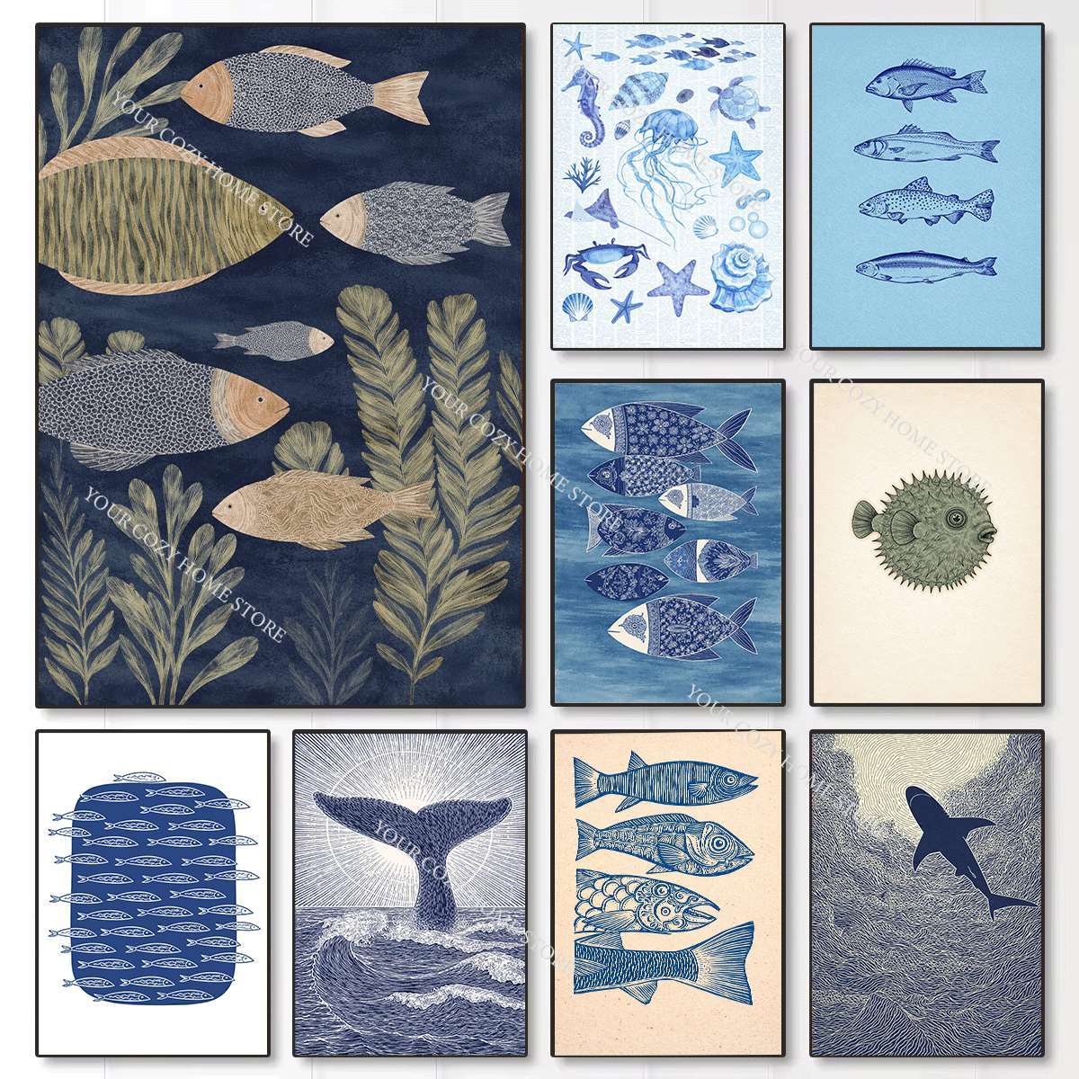 Minimalist Nautical Fish and W - Home Decor Nautical ulasan dan harga