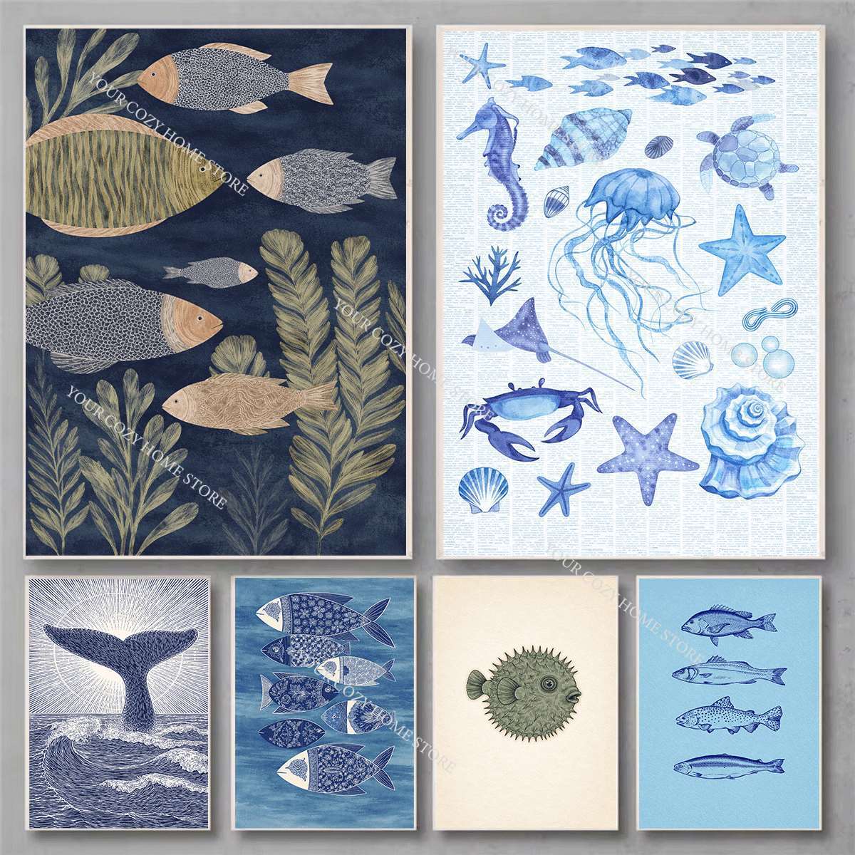 Minimalist Nautical Fish and W - Home Decor Nautical ulasan dan harga