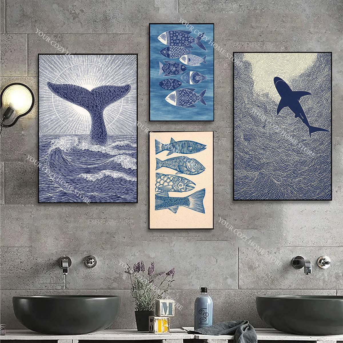 Minimalist Nautical Fish and W - Home Decor Nautical ulasan dan harga