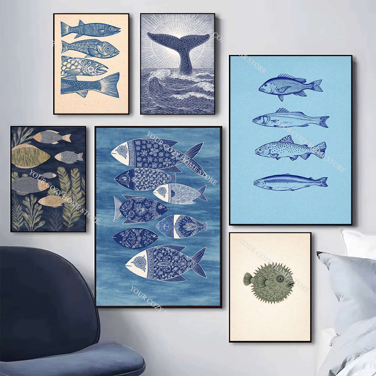 Minimalist Nautical Fish and W - Home Decor Nautical ulasan dan harga