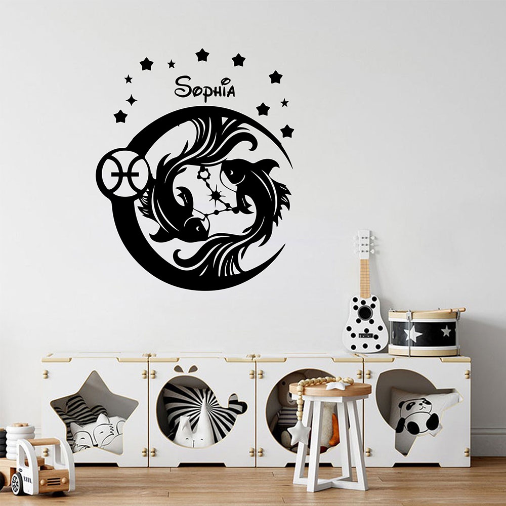 1PC Diy Pisces Customized Text - Home Decor Wallpaper ulasan dan harga