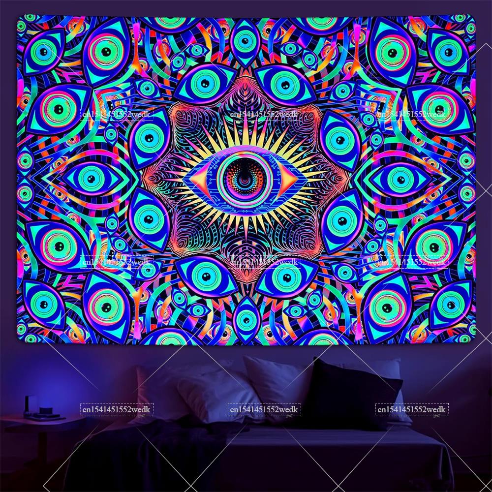 Blacklight Eyes Tapestry Boho  - Home Decor Hippie ulasan dan harga