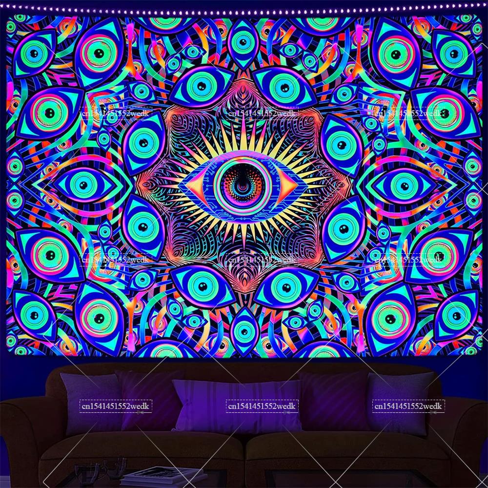 Blacklight Eyes Tapestry Boho  - Home Decor Hippie ulasan dan harga
