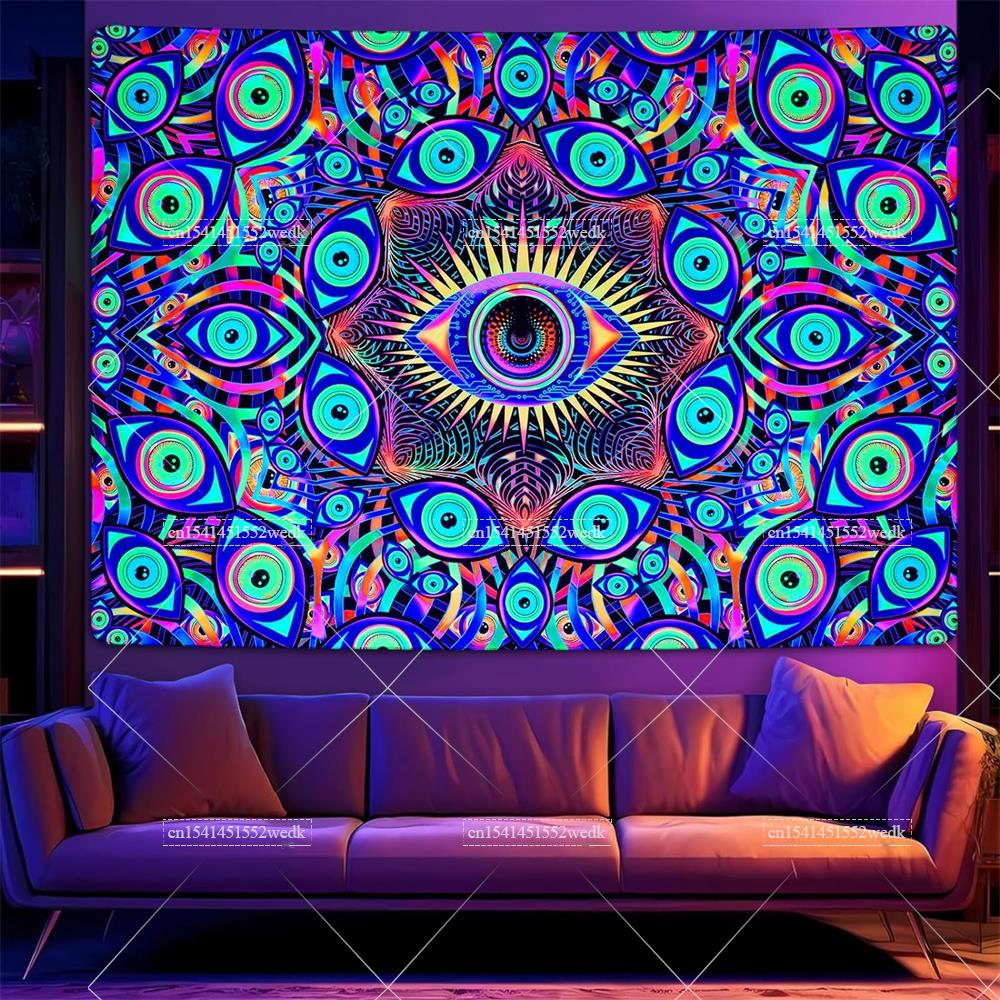 Blacklight Eyes Tapestry Boho  - Home Decor Hippie ulasan dan harga
